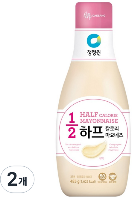 청정원 하프칼로리 마요네즈, 2개, 485g