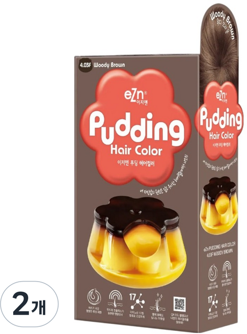 eZn 푸딩 셀프 염색제 젤형 140ml, 4.03F 우디 브라운, 2개