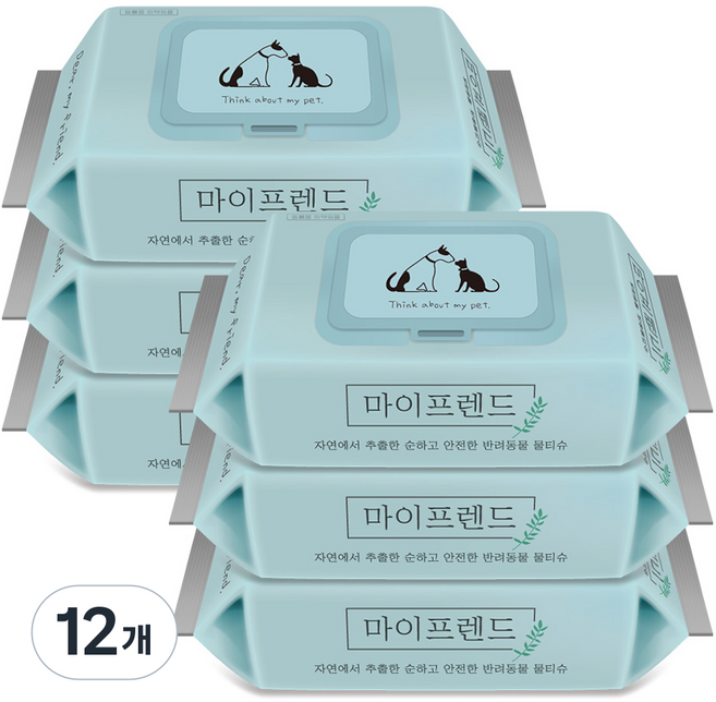 마이프렌드 반려동물 안심 물티슈, 60개입, 12개