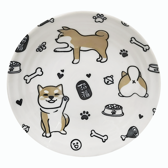 Ciao Li 僑俐餐瓷 6吋深皿, 柴犬 白色, 1個