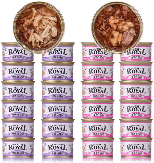 프리미엄로얄 3개월이상용 고양이 로얄캔 반반콤보 습식사료, 참치, 85g, 24개