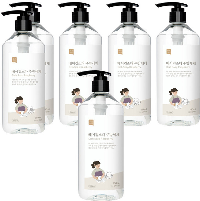 쉼표365 베이킹소다 주방세제 라즈베리향, 750ml, 6개