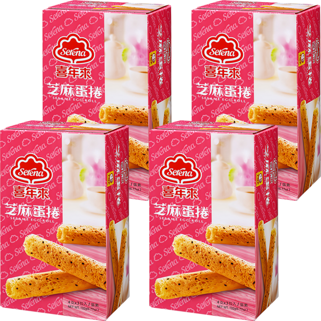 喜年來 芝麻蛋捲 酥脆可口 濃郁蛋奶香, 192g, 4盒