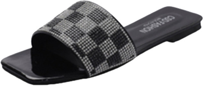 리비움 여성용 바둑판 스퀘어 슬리퍼 Rv-9223