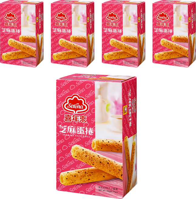 喜年來 芝麻蛋捲 酥脆可口 濃郁蛋奶香, 192g, 5盒