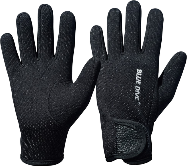 BLUE DIVE Neoprene 潛水手套 1.5mm 潛水/衝浪/溯溪/SUP適用 GV02, 黑色, 1雙