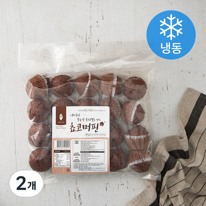 네니아 우리밀 초코머핀 20개입 (냉동), 600g, 2개