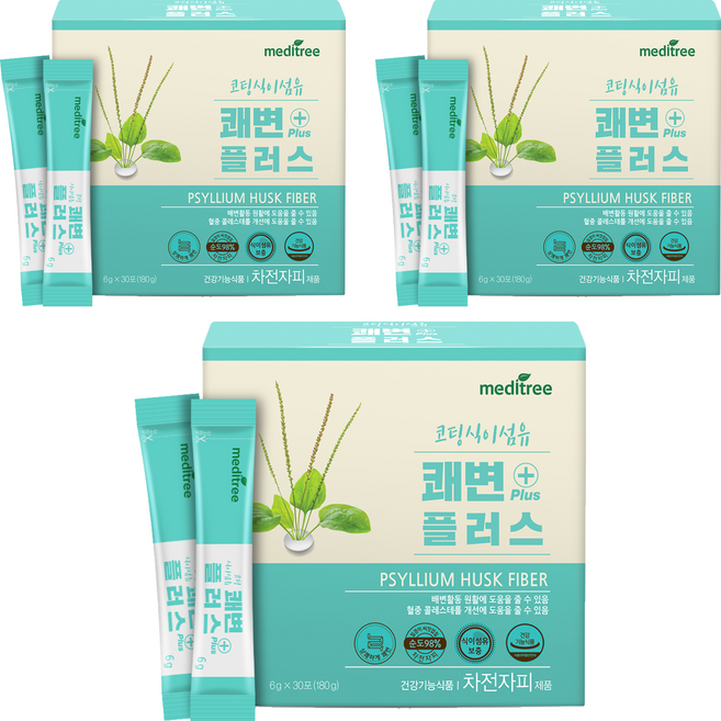 메디트리 코팅 식이섬유 쾌변 플러스, 180g, 3개
