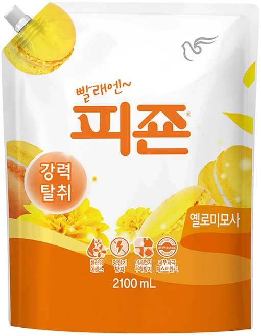 피죤 레귤러 섬유유연제 옐로미모사 리필, 2.1L, 1개 - 쿠팡