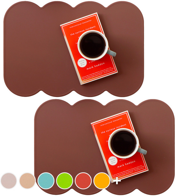 에이드엘 슬림 코튼 실리콘 테이블매트 2p, 초코브라운, 388 x 267 x 1.8 mm, 2개