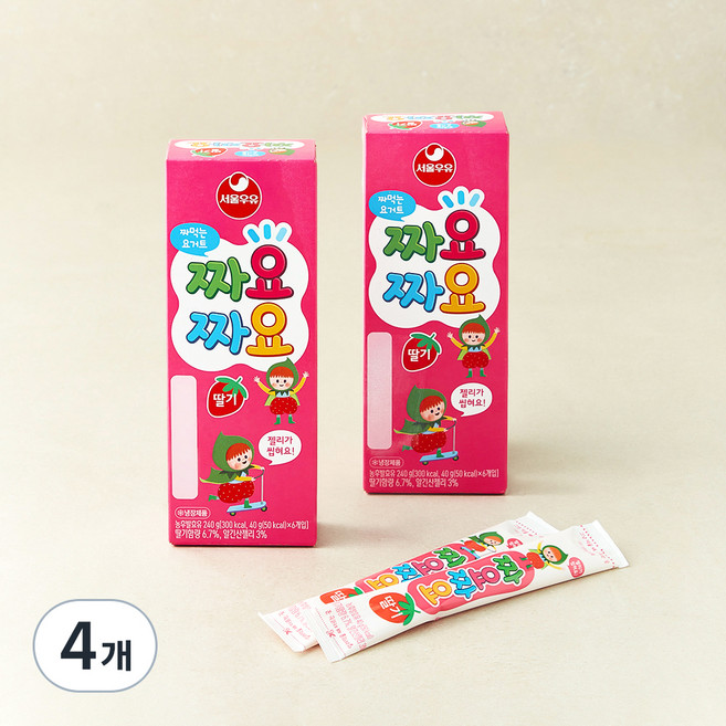 서울우유 짜먹는 요구르트 짜요짜요 딸기, 40g, 6개입, 4개
