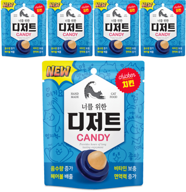 너를위한디저트 고양이 캔디, 치킨, 3.5g, 5개
