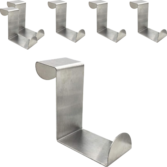 AXIS 艾克思 不鏽鋼Z型寬版雙頭兩用廚櫃門後勾 6.2 x 2.5 x 5.5cm, 銀色, 6個