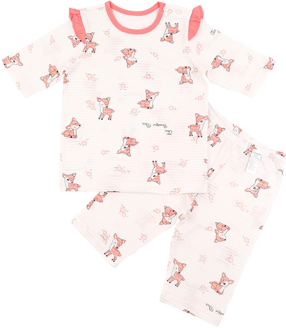 메이키즈 플로럴디어 7부 변화지 내의 상하의 세트