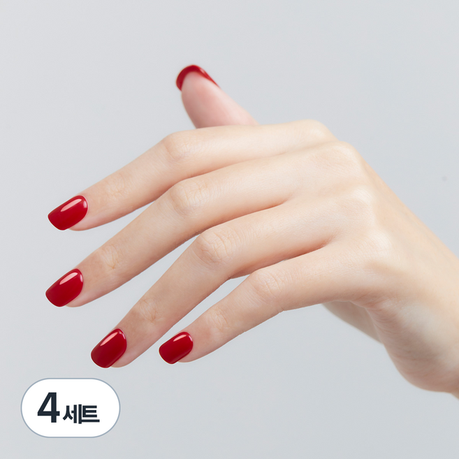 데싱디바 매직프레스 네일팁 세트, 레드 팝 숏 스퀘어, 4세트