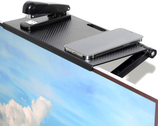 코멧 TV 모니터 상단 공간활용 거치 다용도 선반, 블랙, 2개