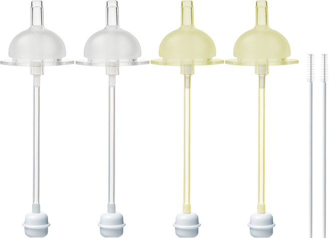 하이비 1단계 다둥이 교체용 빨대꼭지 2p + 추빨대 2p + 세척솔 세트, 혼합색상, 2세트