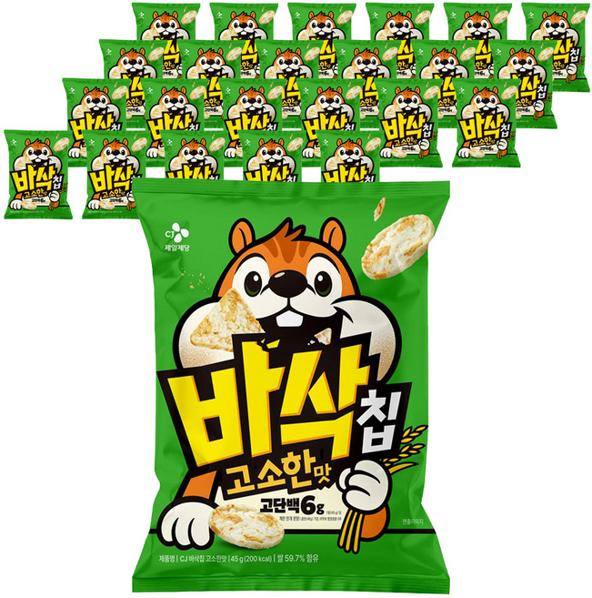 CJ 바삭칩 고소한맛 고단백 쌀과자, 24개, 45g