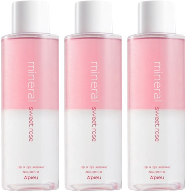 어퓨 미네랄 대용량 스윗로즈 립앤아이 리무버, 250ml, 3개