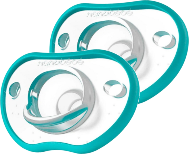 nanobebe 母感安撫奶嘴 55g, 3個月以上, 湖水藍, 2個