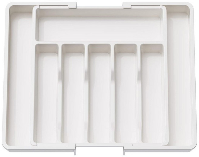 MAK LIFE 廚房抽屜可擴展餐具分隔收納托盤, 1個, 白色