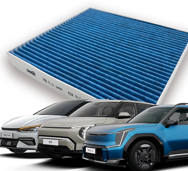 다보니 PM0.3 블루 활성탄 자동차 EV시리즈 EV3 EV6 EV9 에어컨필터, 1개, DK118