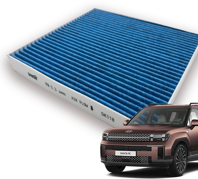다보니 PM0.3 블루 활성탄 싼타페MX5 하이브리드 에어컨필터, 1개, DK118