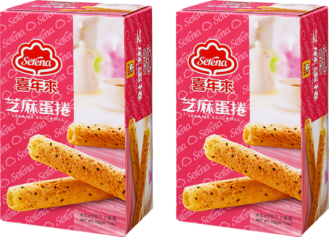 喜年來 芝麻蛋捲 酥脆可口 濃郁蛋奶香, 192g, 2盒
