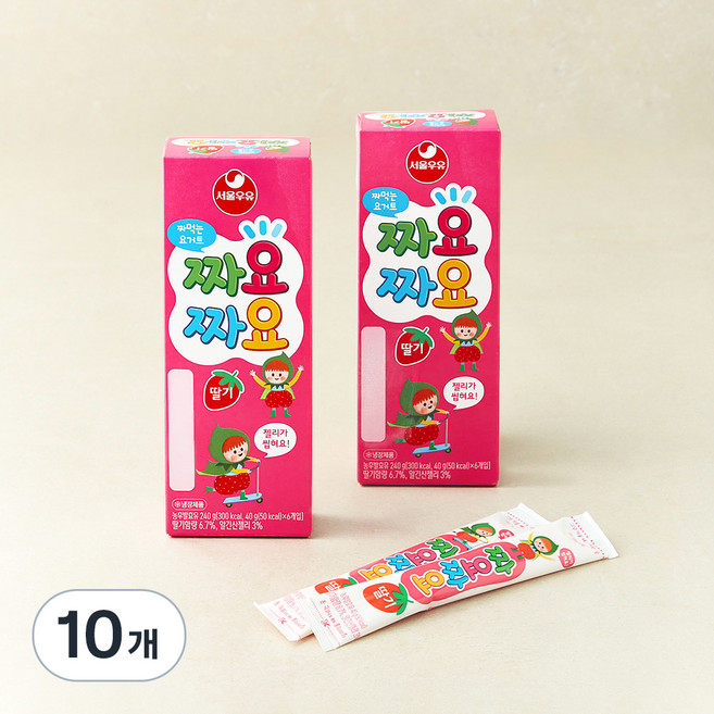서울우유 짜먹는 요구르트 짜요짜요 딸기, 40g, 6개입, 10개