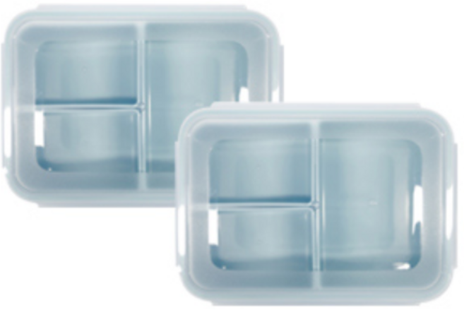 나누담 나눔 밀폐 찬통 3칸 민트 1500ml, 2개, 단품