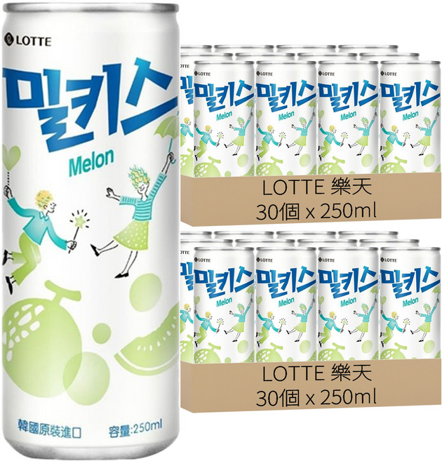 LOTTE 樂天 哈密瓜優格風味碳酸飲, 60個, 250ml