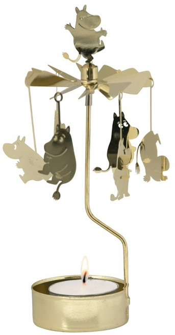 PLUTO DESIGN 旋轉燭座 + 蠟燭小型 16cm 90g, 金色嚕嚕米