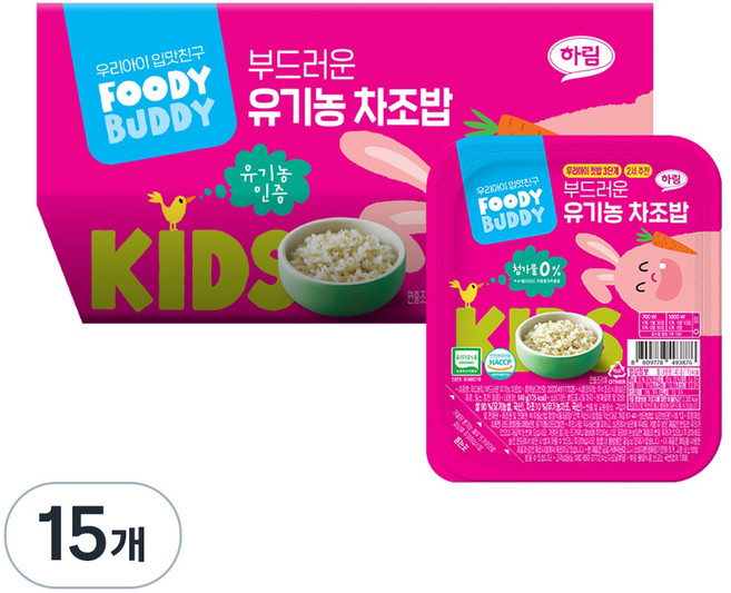푸디버디 부드러운 유기농 차조밥, 140g, 15개