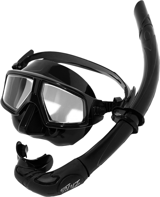It's Life 雙鏡面自由潛水浮潛面鏡組, 黑色