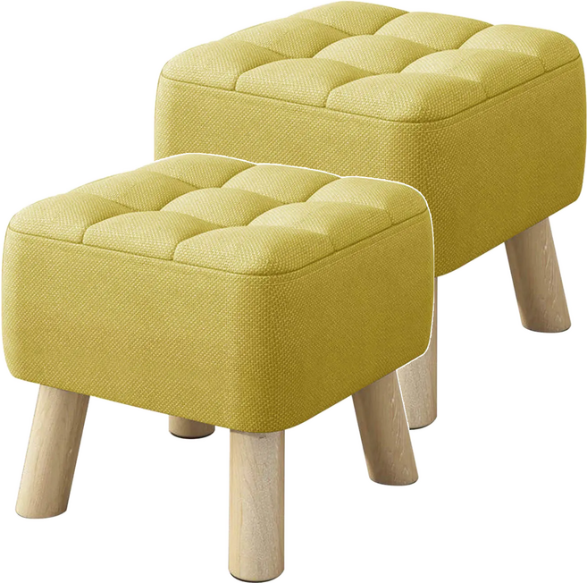 Mega 加厚坐感實木小矮凳 30 x 30 x 26cm 2個組, 亮黃色, 1組