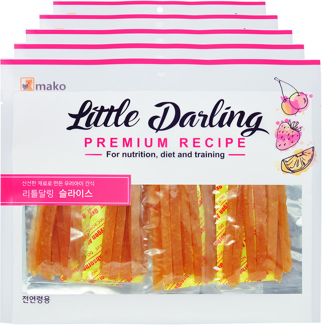 마코펫 강아지 리틀달링 건조간식, 닭가슴살 슬라이스, 300g, 5개
