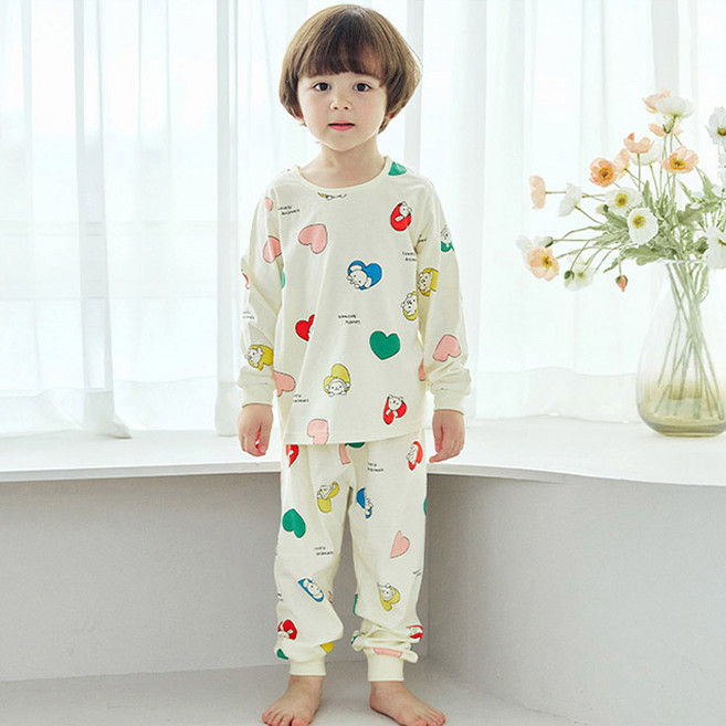 메이키즈 유아동 주니어 러블리 애니멀 9부 30수 싱글 상하의 세트