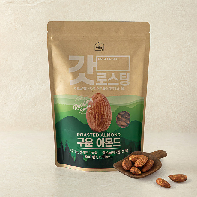 오볶집 갓로스팅 구운 아몬드, 500g, 1개
