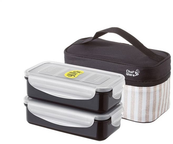 셰프웨어 얌 미니런치 2단 도시락, 혼합색상, 1세트