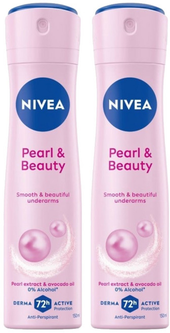 NIVEA 妮維雅 台灣公司貨 止汗爽身噴霧 珍珠煥采, 2瓶, 150ml