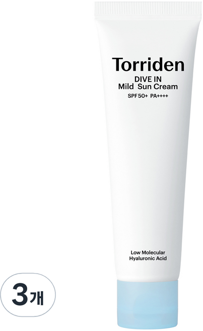토리든 다이브인 무기자차 마일드 선크림 SPF 50+ PA++++, 60ml, 3개