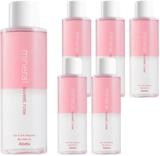 어퓨 미네랄 대용량 스윗로즈 립앤아이 리무버, 250ml, 6개
