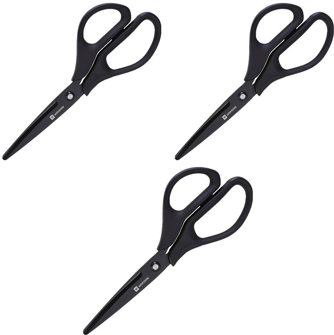 화신 738 3D 코팅 가위, 블랙, 3개
