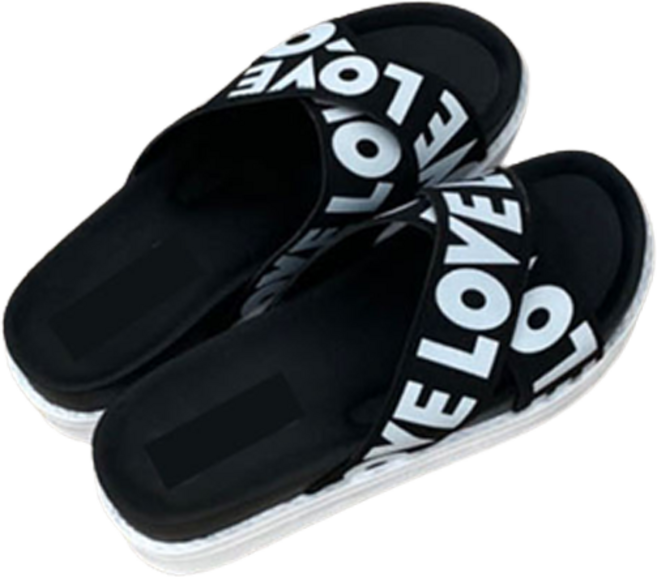 콤마슈 여성용 쿠션 통굽 키높이 크로스 슬리퍼 DP392