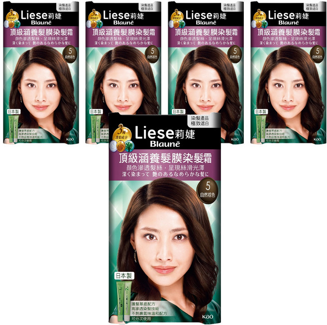 Liese 莉婕 頂級涵養髮膜染髮霜, 5 自然棕, 5盒