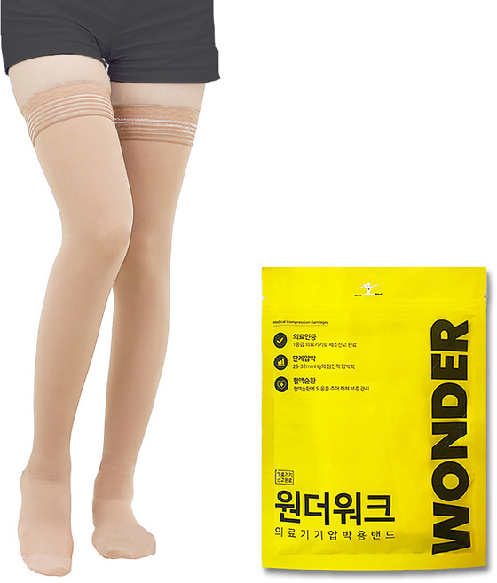원더워크 의료용 압박용밴드 발막힘 베이지, 1개, 허벅지형
