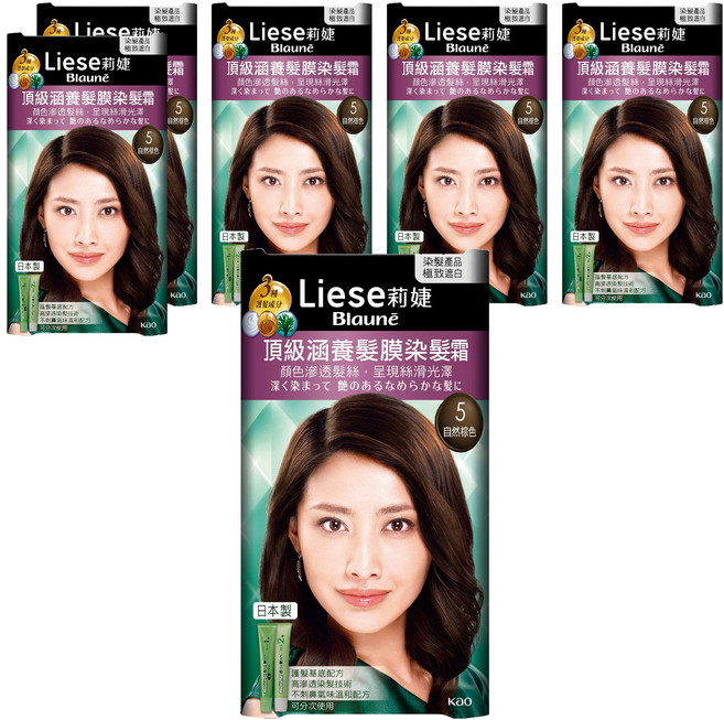 Liese 莉婕 頂級涵養髮膜染髮霜, 5 自然棕, 6盒