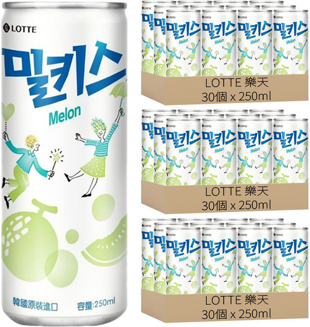 LOTTE 樂天 哈密瓜優格風味碳酸飲, 90個, 250ml