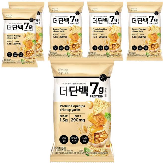 더단백 빙그레 건강tft 팝칩 허니갈릭맛, 6개, 44g