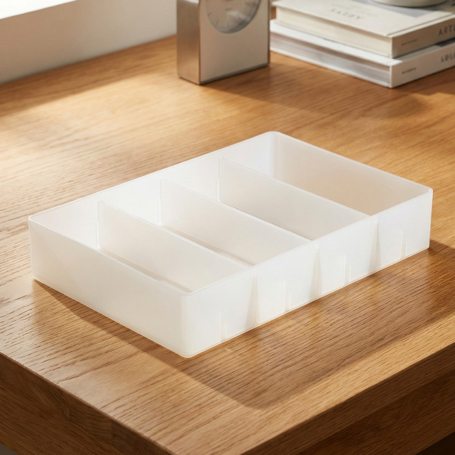 마메 칸막이 반투명 다용도 수납 정리함 특대형, 흰색 반투명, 1개